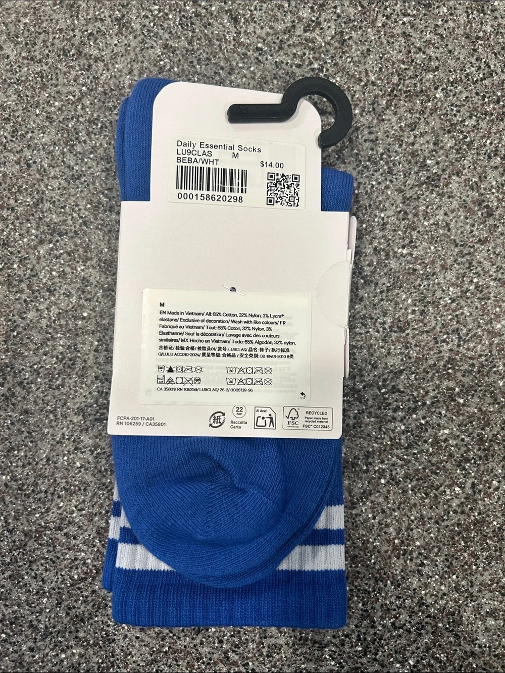 lululemon athletica Royal Blue Crew Socks with White Stripes